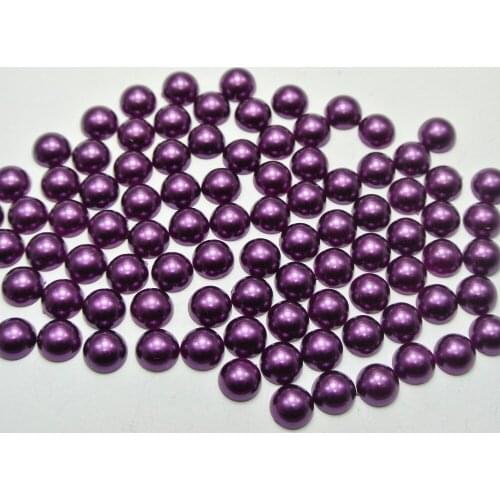 500 Dark Purple Half Pearl Bead 8mm Flat Back Round Gems Scrapbook Craft