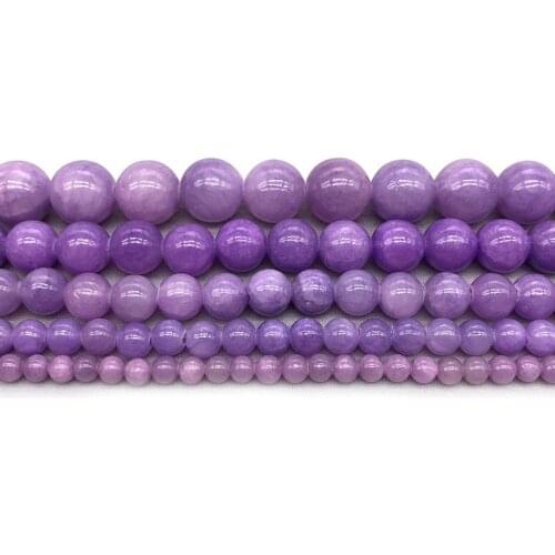 Natural Stone Beads Purple Crystal Amethysts Chalcedony Round Beads For Jewelry Making 15.5inch Size 4 mm 6 mm 8 mm 10 mm 12mm