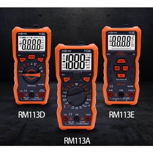 RICHMETERS RM113D NCV Digital Multimeter 6000 Counts Auto Ranging AC/DC Voltage Meter Flash Back Light Large Screen 113A/D 2021