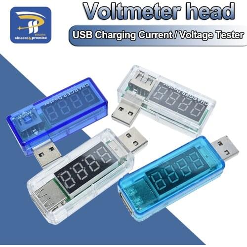 Digital USB Mobile Power Charging Current Voltage Tester Meter Mini USB Charger Doctor Voltmeter Ammeter Turn Transparent Blue