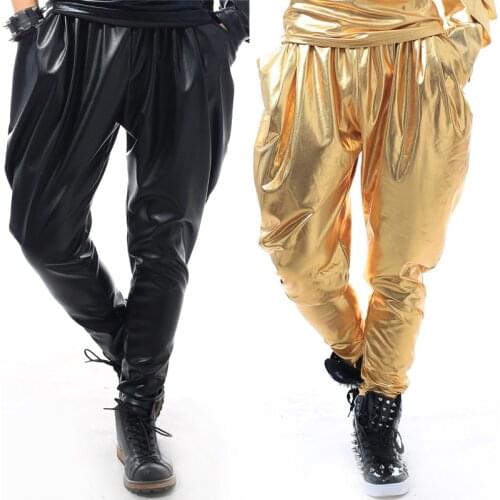 Jazz Dance Costumes Elastic Leather Pants Male Rock Singer DJ Nightclub Bar Party Stage Clothing Adults Prom Show Clothes DT816