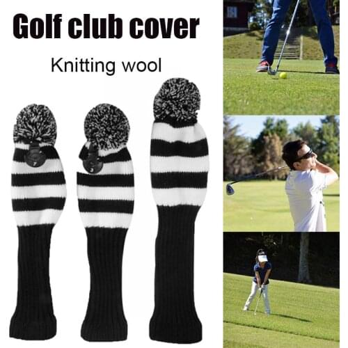 Fairway Metal Wood Red/Black Golf Headcover Knit Pom Head Cover Set Durable Wear Resistant ASD88