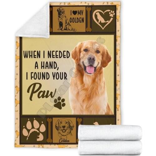 Golden retriever dog fleece blanket i found your paw fleece blanket printed Sherpa Blanket on Bed Home Textiles HOME ACCESSORIES