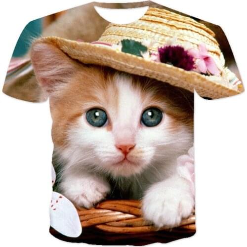 New Summer 3d Kawaii Cat Men and Women Casual T-shirt Fashion Trend Youth Cool Mens Short Sleeve Comfortable Oversized T-shirt