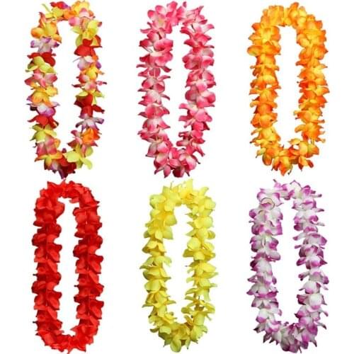 Hawaiian Flower Necklace Hawaiian Leis Artificial Garland Hawaii Beach Party Decoration Fancy Dress Luau Supplies