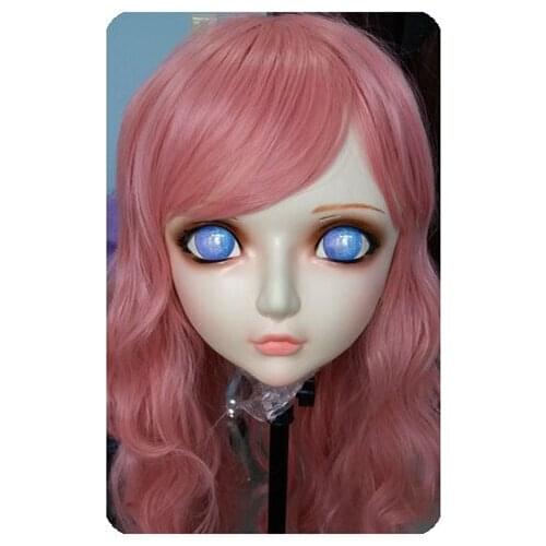 GL023) Women/Girl Sweet Resin Half Head Kigurumi BJD Mask Cosplay Japanese Anime Lifelike Lolita Mask Crossdressing Sex Doll