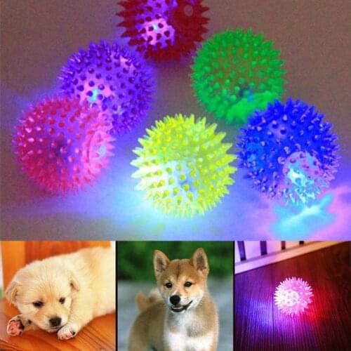 Pet Dog Toys PVC Pet Dog Puppy LED Ball Light Up Flashing Play Toy Chasing Bounce Cat Dogs Toys Spiky Ball 1pcs Random Color