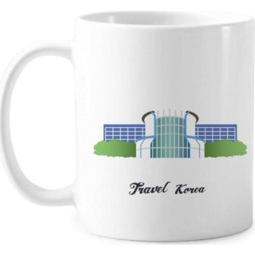 Korea Gwacheon Science Museum Classic Mug White Pottery Ceramic Cup Gift With Handles 350 ml