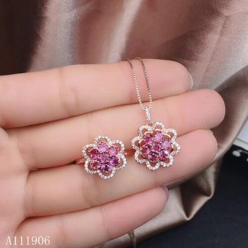 KJJEAXCMY boutique jewelry 925 sterling silver inlaid natural magnesium aluminum garnet gemstone female ring necklace pendant su