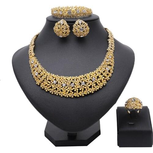 Longqu Dubai Gold designer Jewelry Set Wholesale Nigerian Wedding woman accessories jewelry set 2020 new design Bridal Jewelry
