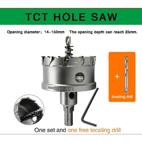 Free Shipping 14-150mm TCT Core Hole Saw Drill Bit Carbide Cobalt Steel Tool Stainless Steel Plate Iron Metal Cutting Tool