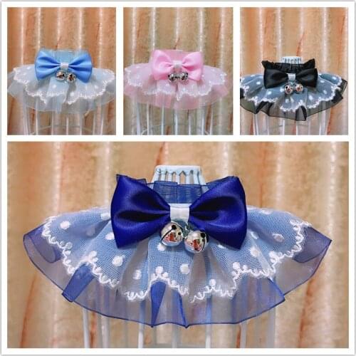 Pet Dog Cat Bibs Lace Bibs Sweet Mesh Muslin Collars for Small Dogs Cats Floral Neckerchief Bib Bell Dog Pets Accessories