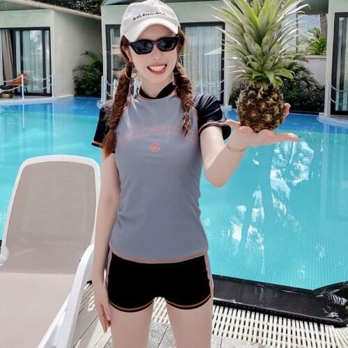 Womens Rash Guard Swimwear Clothes Female Separate Swimsuit Sexy Rashguard Women Plus Size Summer Girls Trendy Block Korea Ins