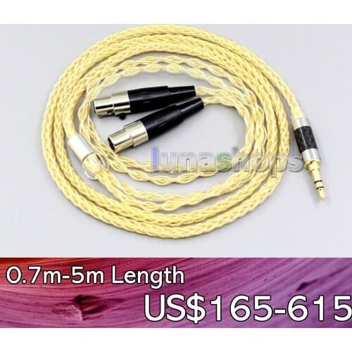 LN006482 8 Cores 99% Pure Silver + Gold Plated Earphone Cable For Audeze LCD-3 LCD-2 LCD-X LCD-XC LCD-4z LCD-MX4 LCD-GX lcd-24