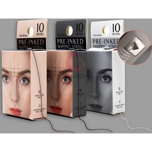 Microblading Eyebrow Make Up Dyeing White / Black Liners Pre Inked Mapping String For Permanent Makeup Eyebrow Microshading Tool
