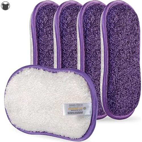 Multifunction bamboofiber Kitchen Cleaning Sponge Dish Washing Cloth Brush Scouring Pad Non-Stick Scratch Household Kitchen Tool