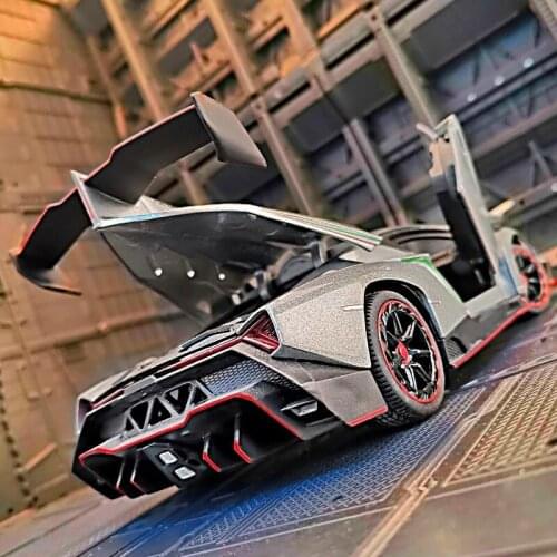 1:32 Lamborghini Veneno Sports Car Alloy Car Model Toy Diecast Sound Light Pull Back Door Metal Collection Toy For Children Gift