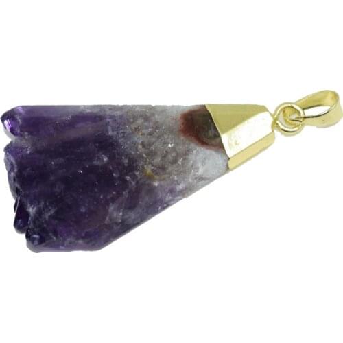 Fashion Jewelry natural raw purple quartz crystal geode druzy triangle pendant for girl sector stone pendant for women necklace