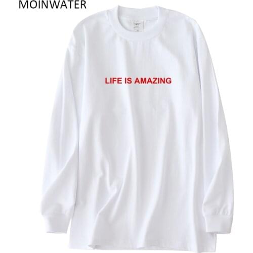 MOINWATER Women New White Long Sleeve T shirts Female Thick Cotton Long Grey Tees Tops for Autumn Spring MLT2118