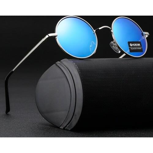 KDEAM Retro Steampunk Round Polarized Sunglasses For Men Women Sun Glasses Vintage Shades With Zipper Box KD801