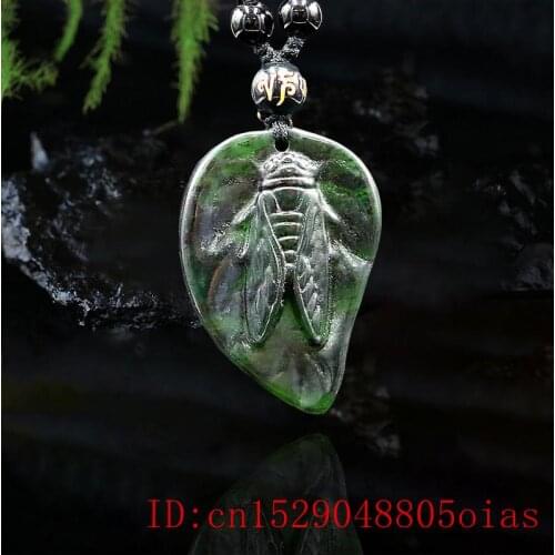 Jade Cicada Pendant Necklace Natural Gifts Carved Fashion Amulet Charm Jewellery Chinese Black Green