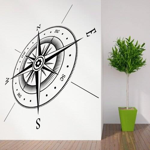 Newest Compass All Directions Points Wall Sticker 3D Home Decoration Removable Fashion Style Murals Vinyl YT3301