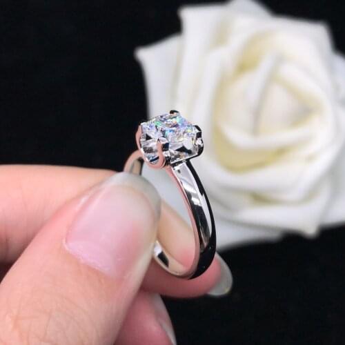 Test Positive 2Ct 8.0mm D Color VVS1 Moissanite Engagement Ring AU585 14K White Gold Ring Romantic Wedding Jewelry