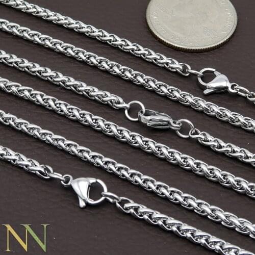 10 Pcs x Stainless Steel Necklaces Tarnish Free Thick Wheat Chain Necklace Choker Gold Layer Necklaces for Women or Men