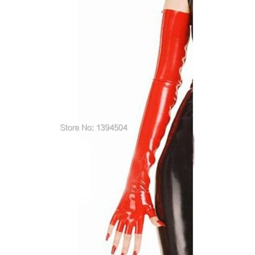 2019 new Hot Female solid color Latex Gothic Sexy Lingerie Long half fingers Gloves Cekc Fetish Wrist XS-XXL