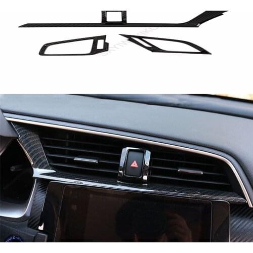 Right hand drive RHD Fit For Honda Civic 10th Sedan Coupe 2016-2019 Carbon Fiber Interior Dashboard Air Vent Outlet Cover Trim