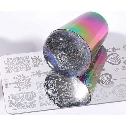 1PCS Colorful Nail Art Decoration Seal Stamp Transparent Silicone Template Seal Stamp with Cover DIY Nail Art Manicure Tools