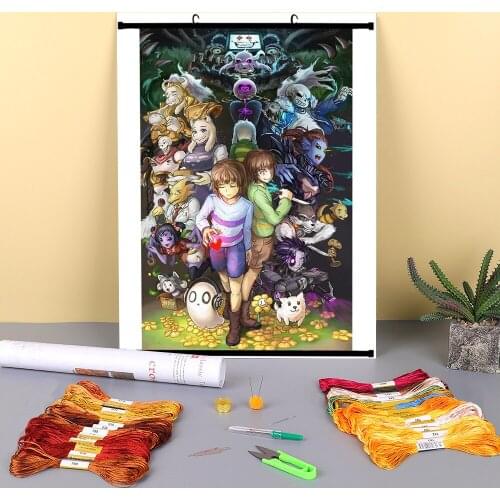 Undertale Printed Fabric 11CT Cross Stitch Embroidery Patterns DMC Threads Handicraft Handmade Handiwork Hobby Home Stamped
