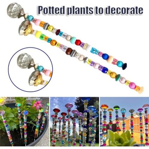 Garden Stake Ornament with Beads and Rhinestones Durable Long Lasting Reusable Decor for Living Room Courtyard can CSV