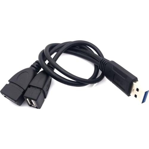 Universal USB 2.0 3.0 Hub Male To 2 Dual USB Female Jack Splitter Hub Power Cord Adapter for Car PC Phone Laptop Extension Cable