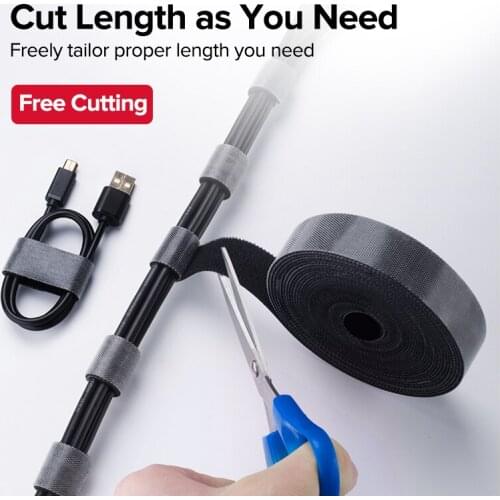 USB Cable Winder Cable Organizer Ties Mouse Wire Clip Earphone Holder Vga Cord Free Cut Management Phone Hoop Tape Protector 5m