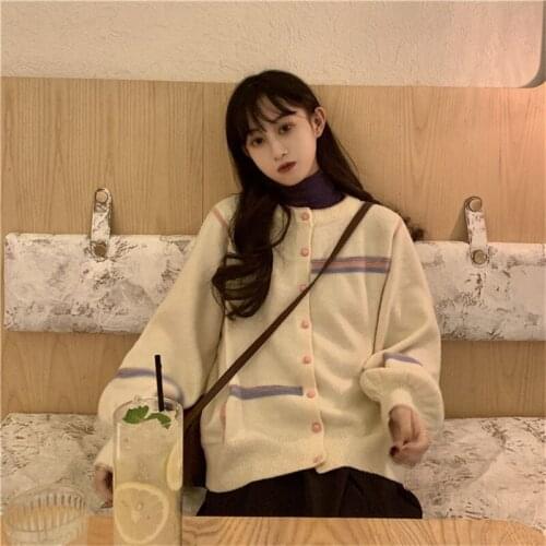 Japanese Gentle Sweater Female Loose Outer Wear Student Retro Sweet Cute Casual Internet Celebrity Cardigan Jacket