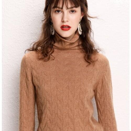 Cashmere Cotton Blend Braided Twist Turtleneck Women 2021 Autumn Winter Clothes Warm Jumper Pull Femme Hiver Pullover Sweater