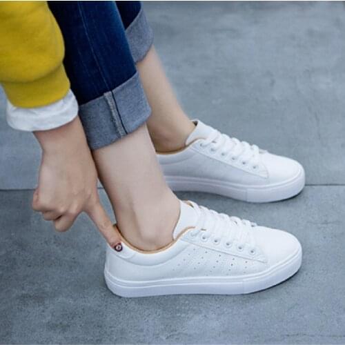 Women Shoes 2020 Spring PU Leather Women Casual Shoes Flats platform Fashion Women Shoes Low Top Off White Sneakers Shoes