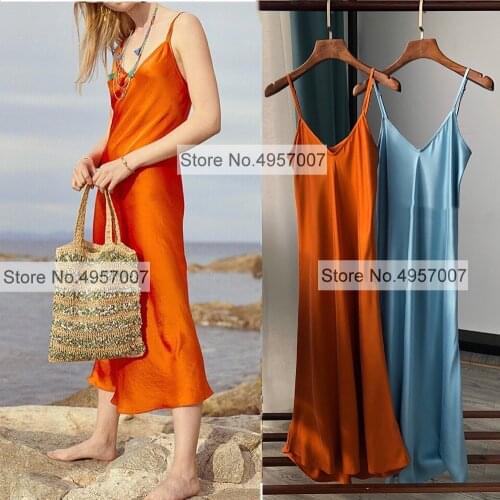 Ladies Silk Satin Strap Dress - Women Soft & Beautiful Sling Slip Dress