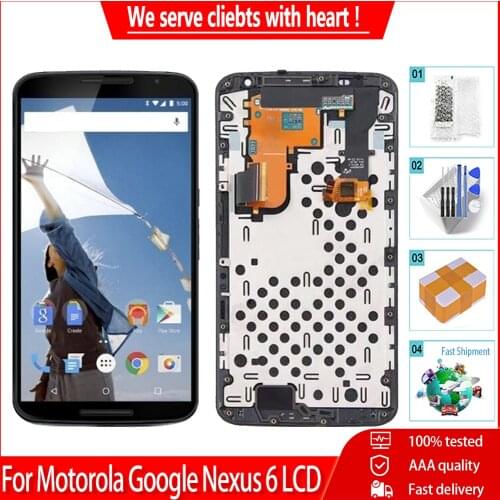 5.96" AMOLED For Motorola Google Nexus 6 XT1100 XT1103 LCD Display Touch Screen AAA Quality Digitizer Assembly Replacement Parts