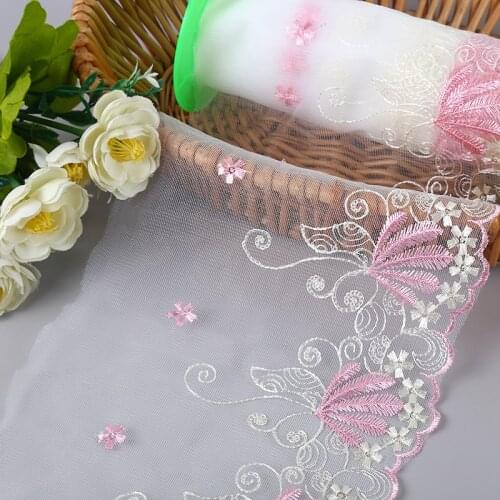 1Yards Wedding Dress Applique Embroidery Lace Trim Rainbow Purple Blue Pink Lace Fabric 20cm Ribbon Sewing Supplies dentelle LA9