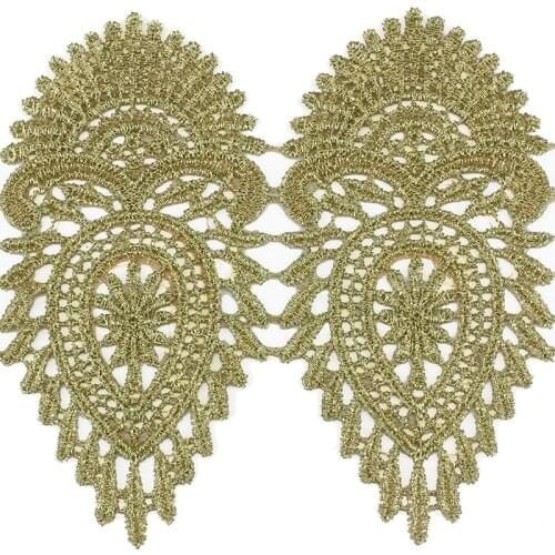 10yard Gold Metallic Lace Emroidery Ribbon Trim Motif Crochet Cord Venice Applique Sewing Accessories for DIY Design T1519