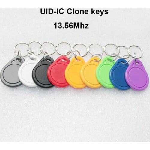 100pcs/lot UID 13.56MHz IC Clone Card Changeable Smart Keyfobs Key Tags Card Duplicator copy IC Key Keyfobs Token Tags