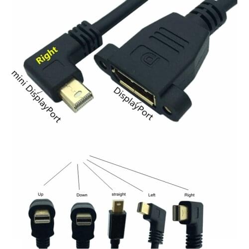 30cm 4K 60Hz Thunderbolt Mini DisplayPort to DisplayPort male to female Cable Mini DP to DP Cable with screw hole 0.3m 1FT