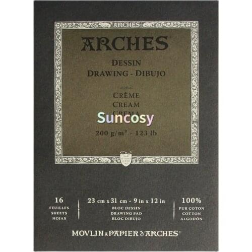ARCHES Drawing Dibujo COLART 1795114 Arches Drawing PAD Cream 123LB 9X12,16 sheets