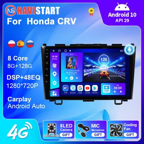 OKNAVI 4G SIM WIFI Bluetooth Android 10 6G+128G Car Auto BT Radio GPS Navigation Multimedia Video Player For Honda CRV 2006-2012
