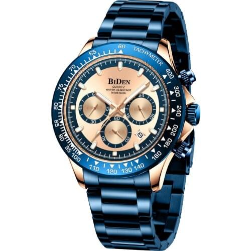 Creative Rose Gold Blue Men Watches Mix Color Big Dial Stainelss Steel Casual Sport Quartz Wristwatch for Male Outdoor Clock