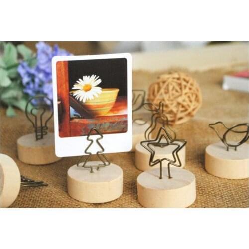 Wood Stand with Clip Wedding Wooden Photo Clip Card Holder Table Stand Number Memo Stand SN2469