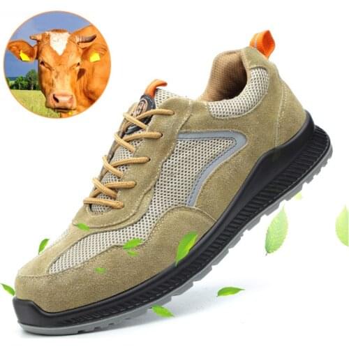 1 Pair Black Khaki Adults Anti-slip Breathable Stab-resistant Insulated Steel Toe Shoes Boots Sneakers Workplace Safety Supplies