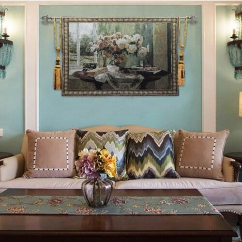 European Style Ritzy Background Tapestry Tulips Theme Wall Hanging Blanket Flower Decor Living Room Decoration